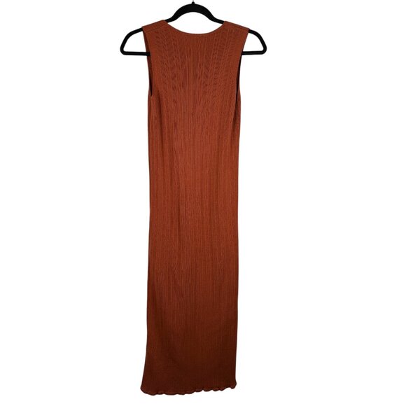 ASOS Burnt Orange Ruched V Neck Sleeveless Knit Maxi Dress - Small - Picture 2 of 5